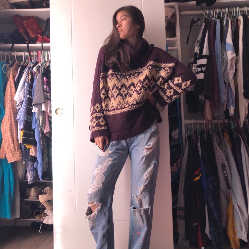 Free People Burgundy Sweater